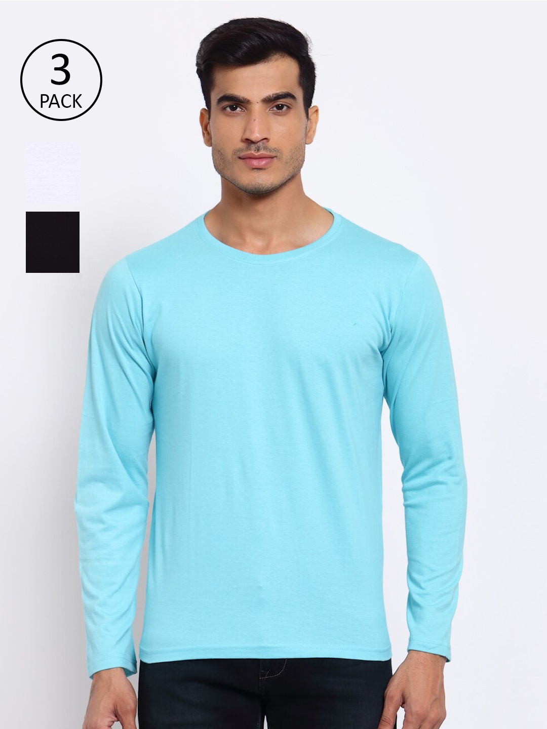 

FERANOID Pack of 3 Men T-shirt, Turquoise blue