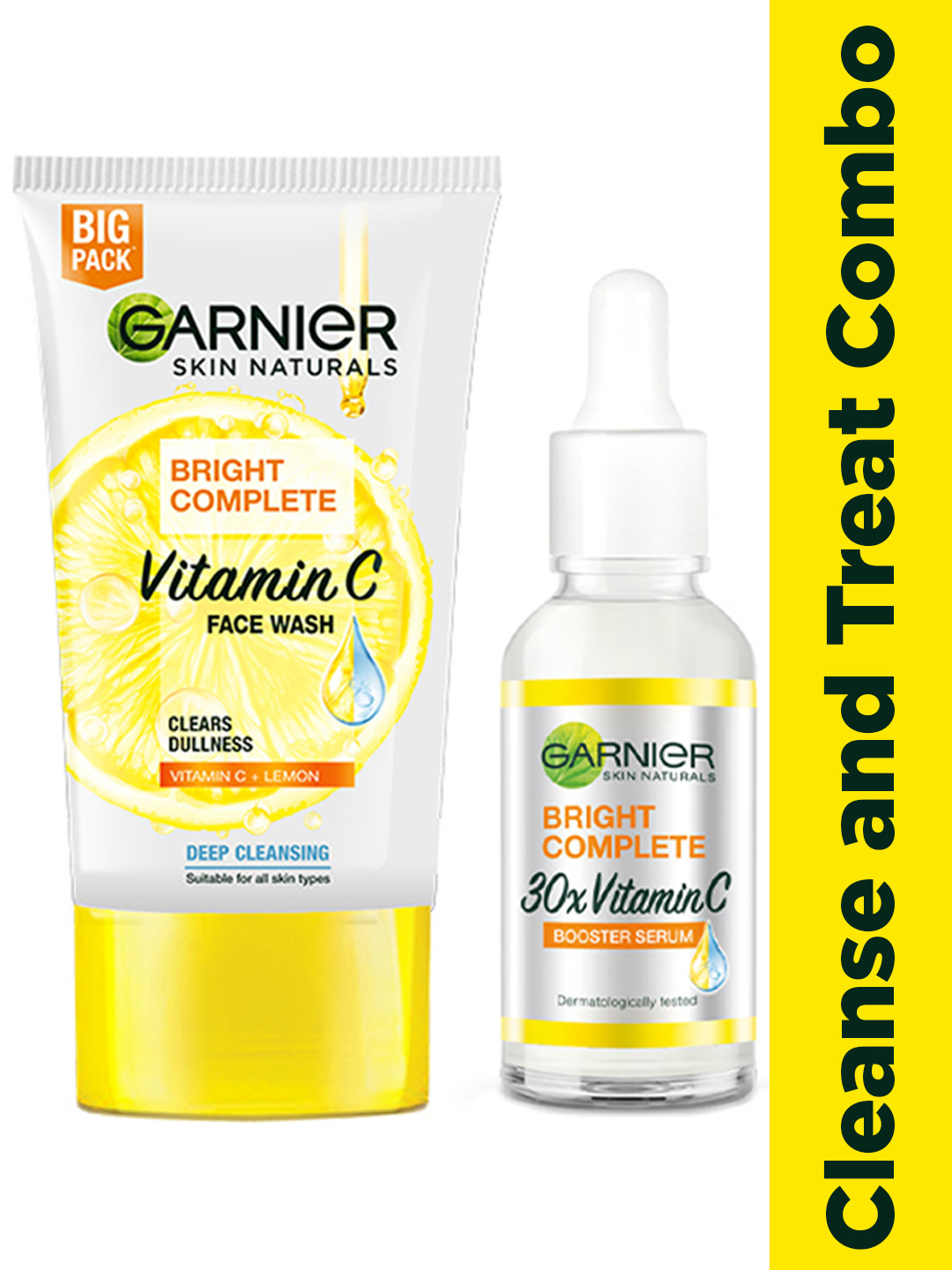 

Garnier Cleanse & Treat Bright Complete Vitamin C Face Wash 150 g & Serum 30 ml Combo, Yellow
