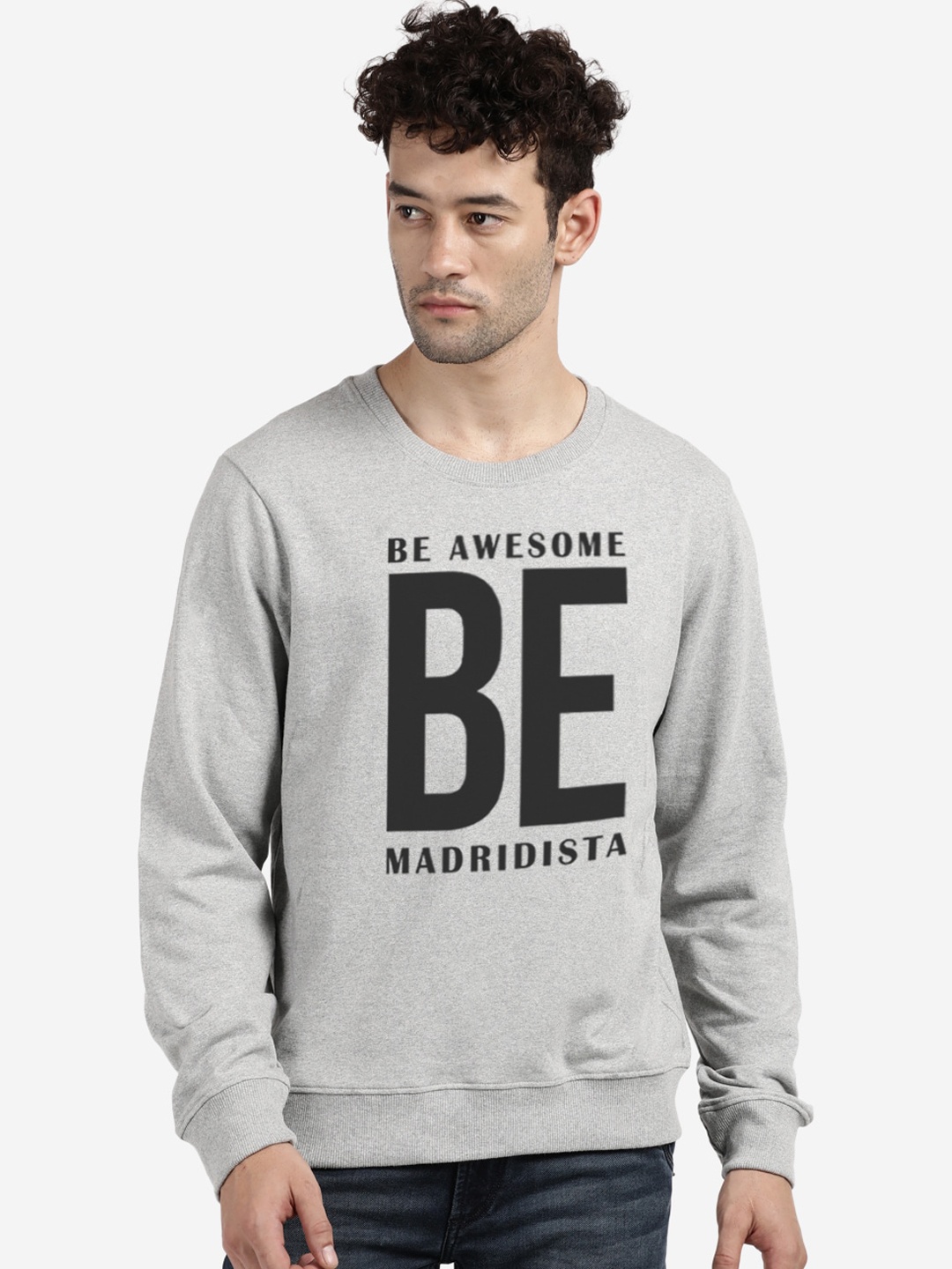 

MASH UNLIMITED Men Grey Typography Printed Sweatshirt