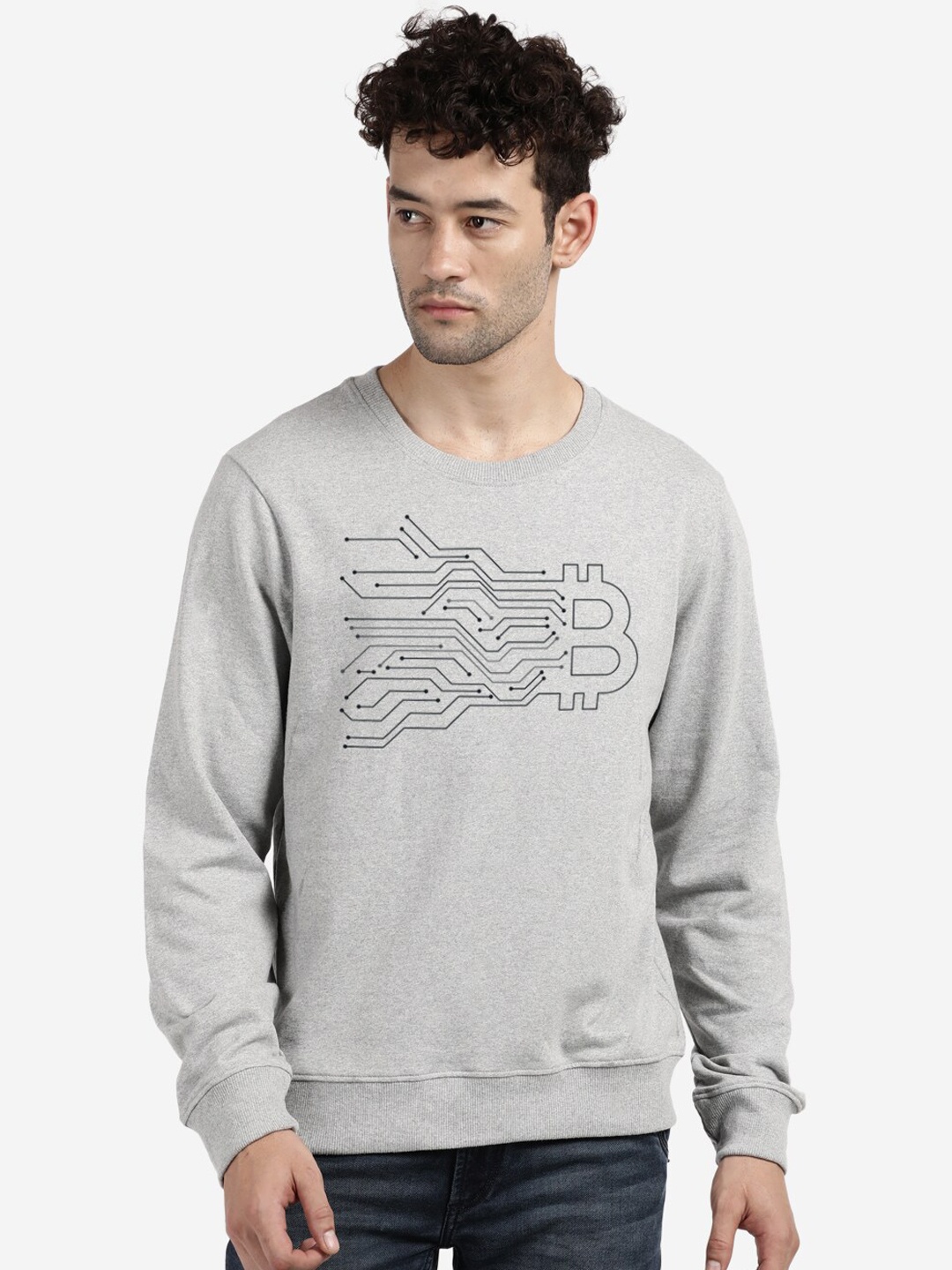 

MASH UNLIMITED Men Grey Printed Sweatshirt