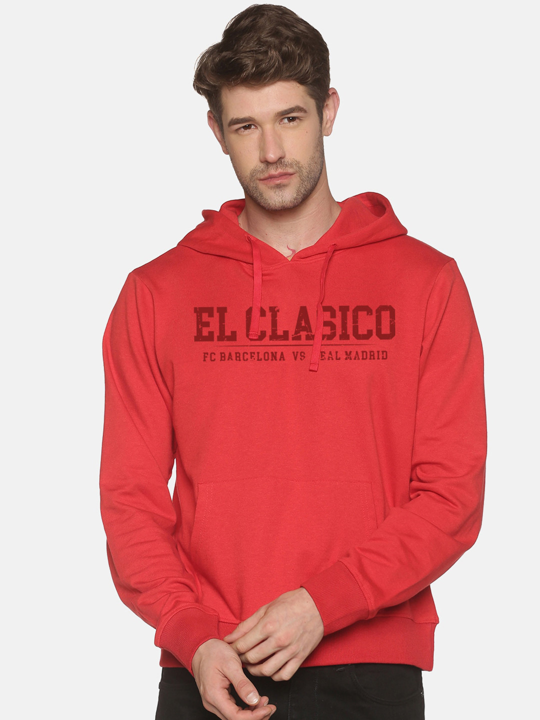 

MASH UNLIMITED Men Red Printed Hooded Sweatshirt