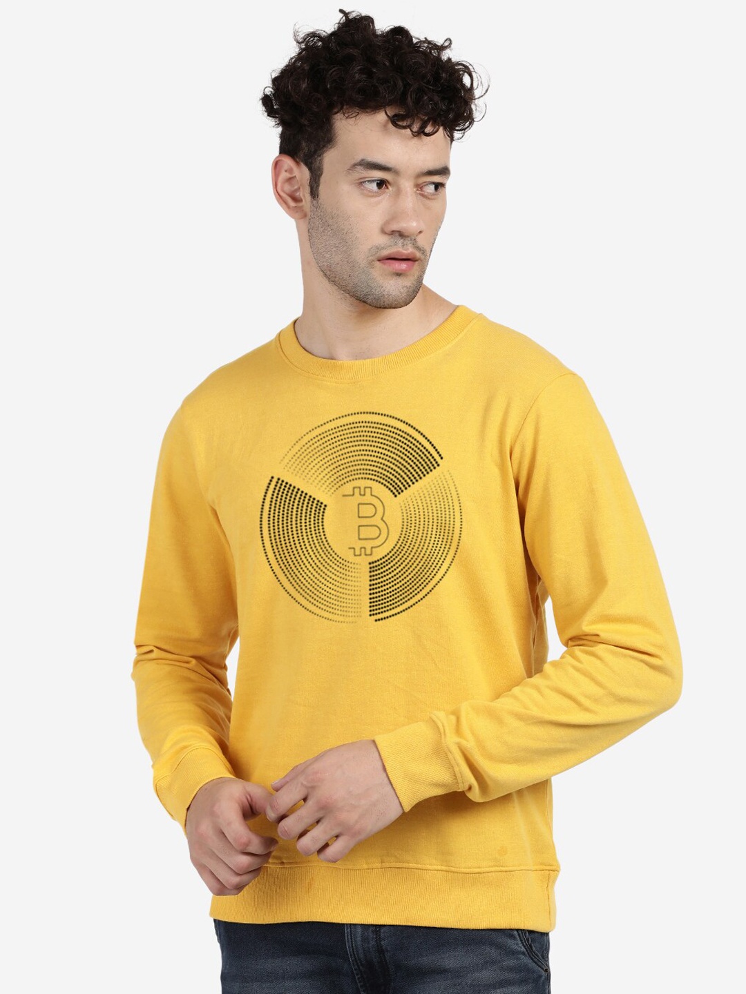 

MASH UNLIMITED Men Yellow Printed Sweatshirt