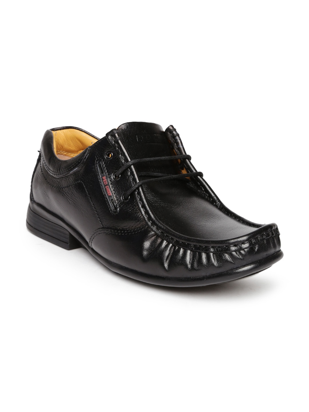 

Red Chief Men Black Leather Semiformal Derby Shoes