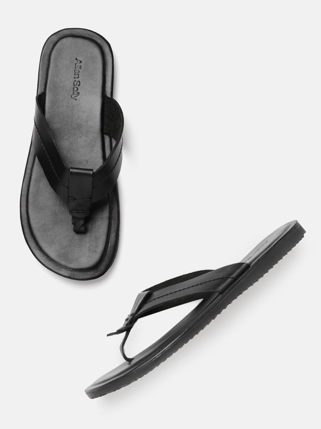

Allen Solly Men Black Leather Comfort Sandals