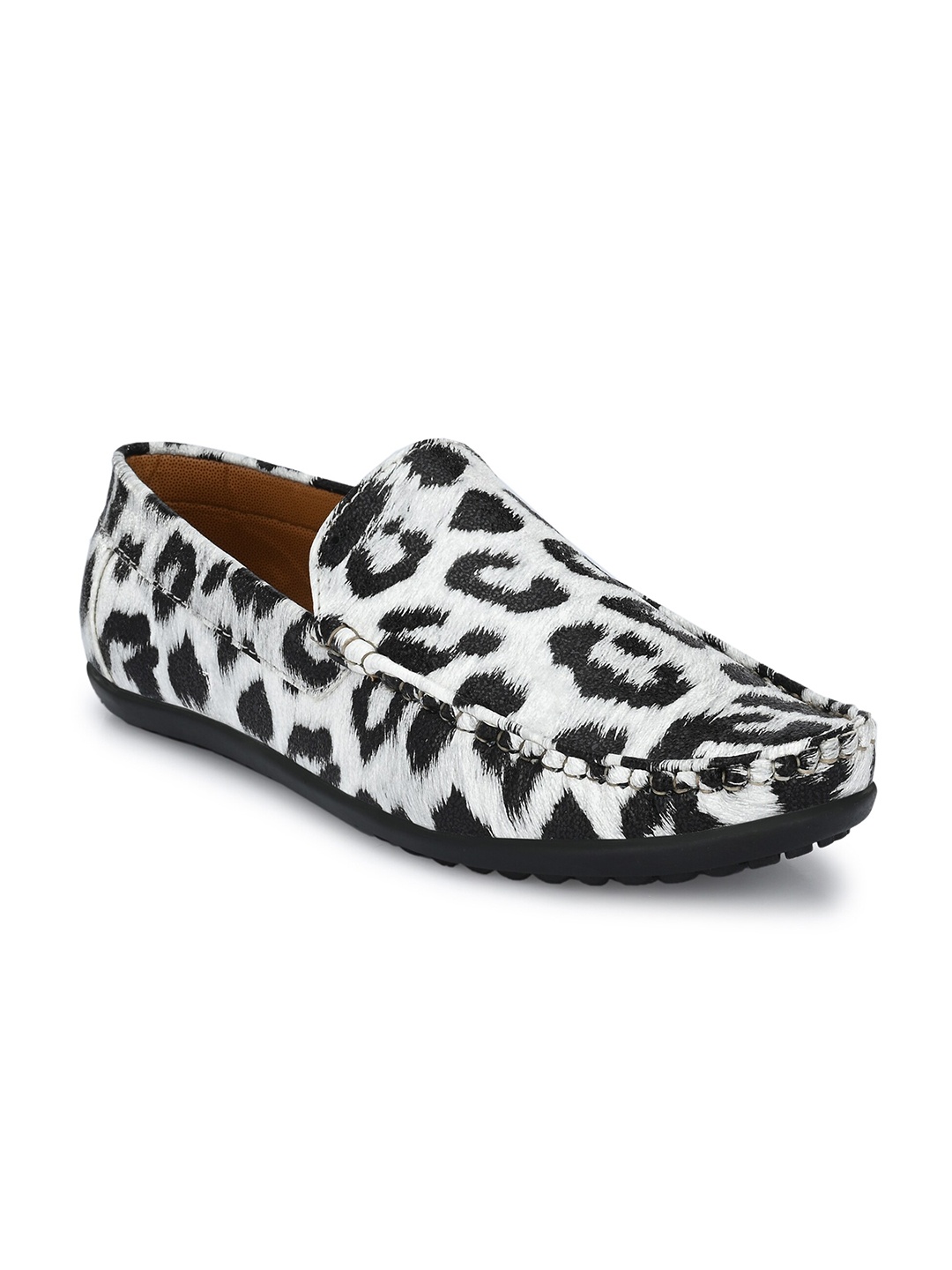 

DERBY KICKS Men White & Black Printed Slip-On Sneakers