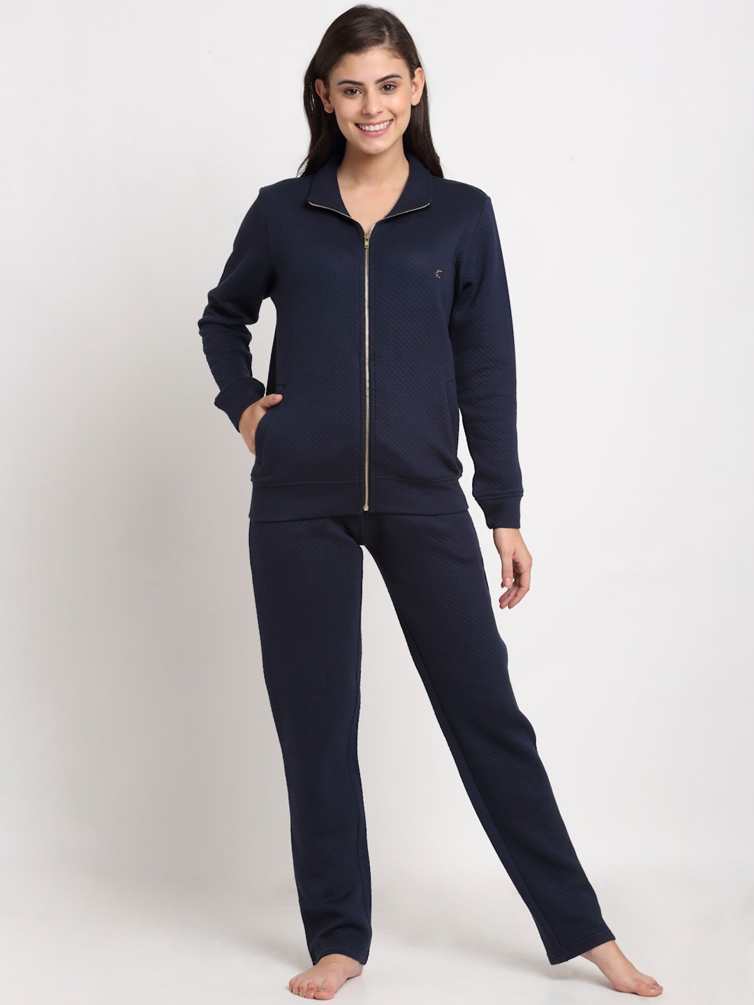 

Kanvin Women Navy Blue Quilted Winter Wear Night suit