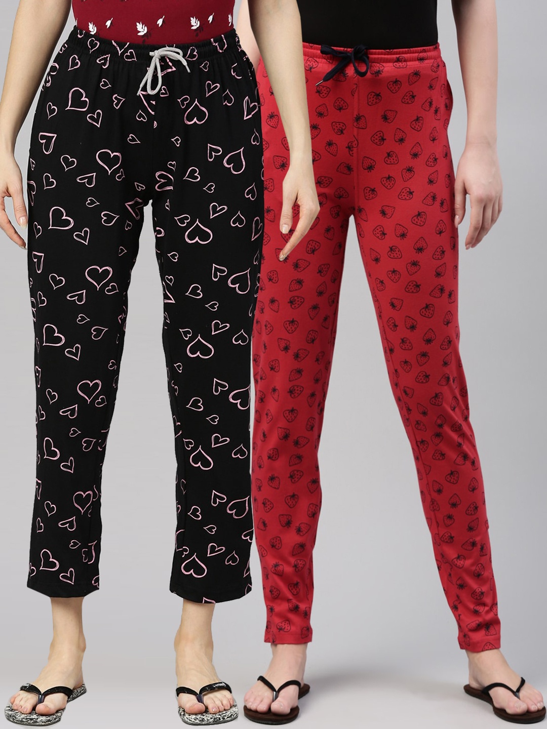 

Kryptic Womens 100% Cotton Full Length Lounge Pants - Pack of 2, Black