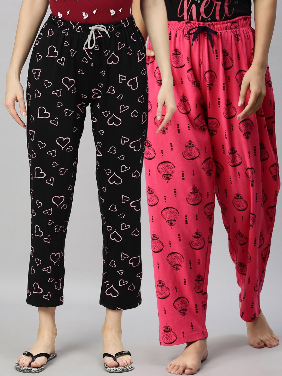 

Kryptic Women Black & Fuschia Pack of 2 Cotton Lounge Pants