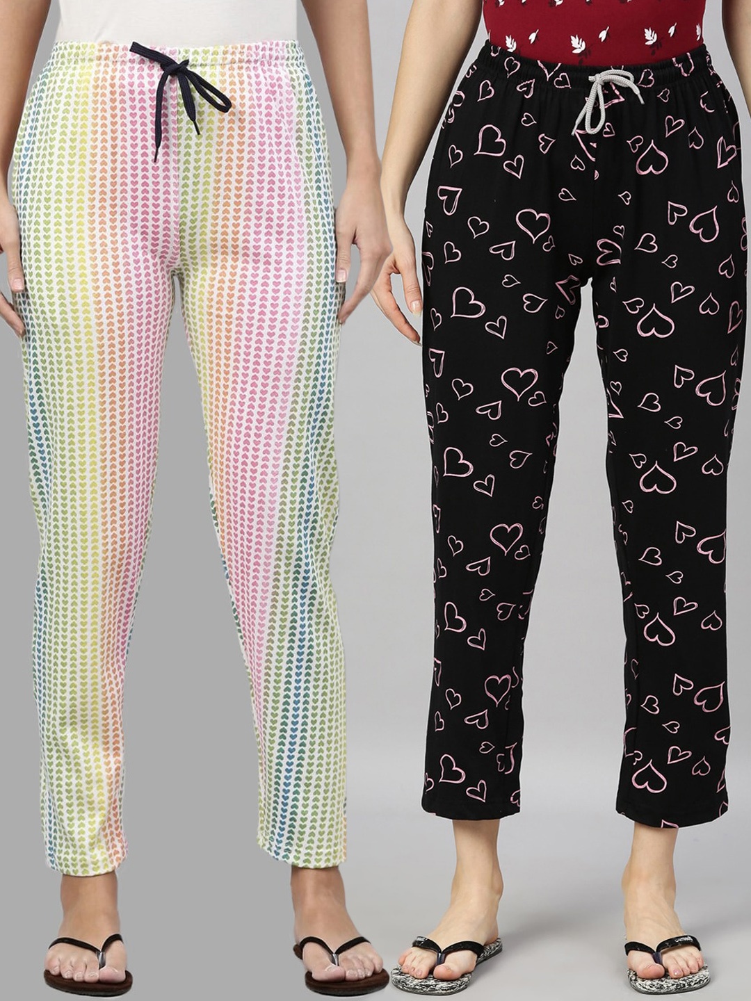 

Kryptic Women 100% Cotton Full Length Lounge Pants - Pack of 2, Black