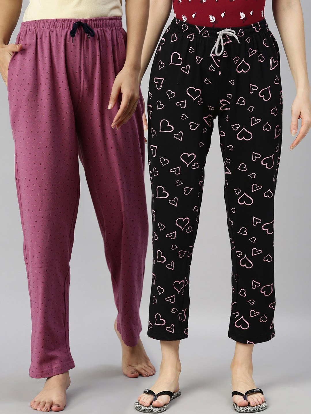 

Kryptic Women Black & Pink Pack of 2 Cotton Lounge Pants