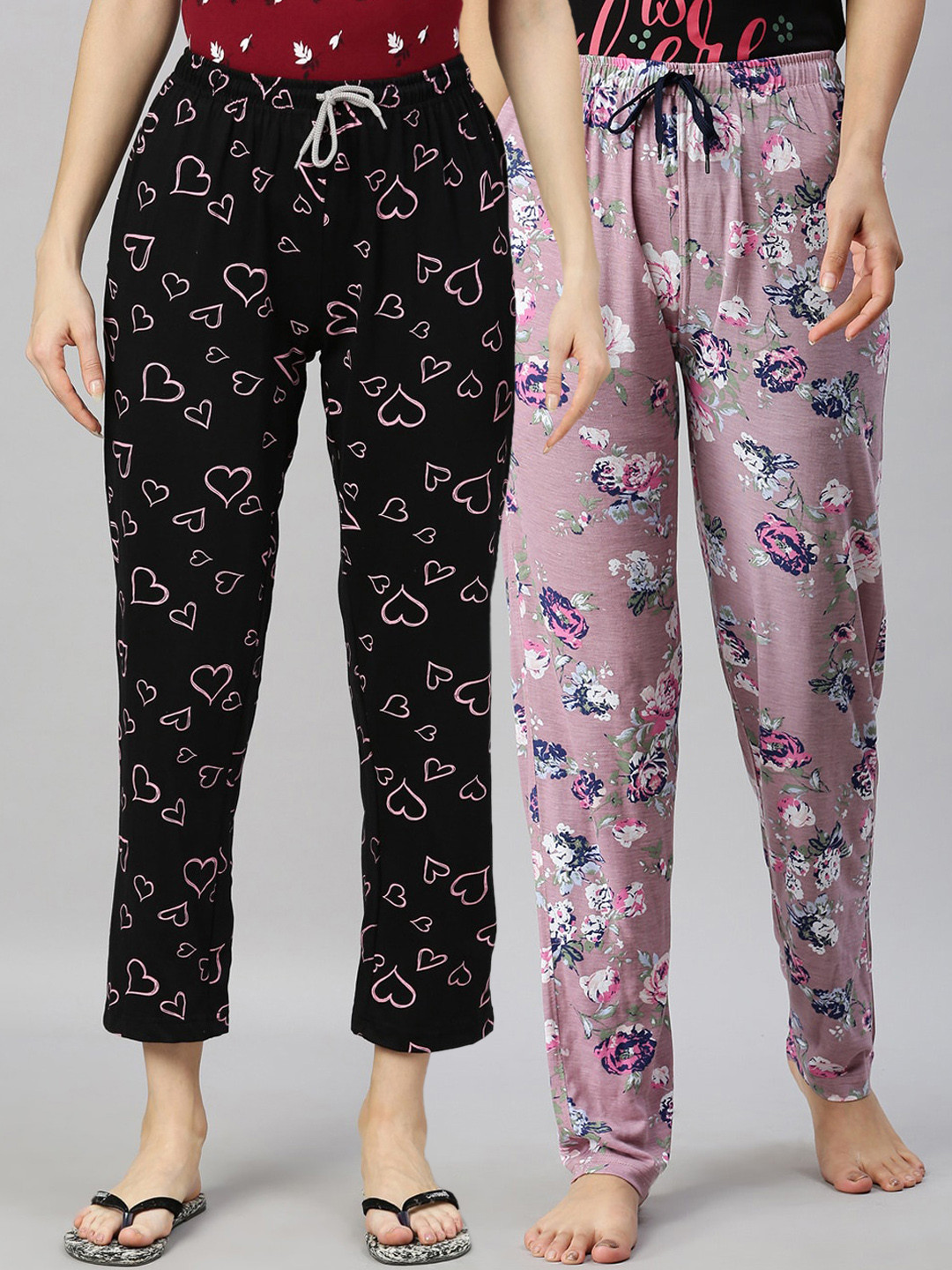 

Kryptic Women Black & Mauve Pack of 2 Cotton Lounge Pants