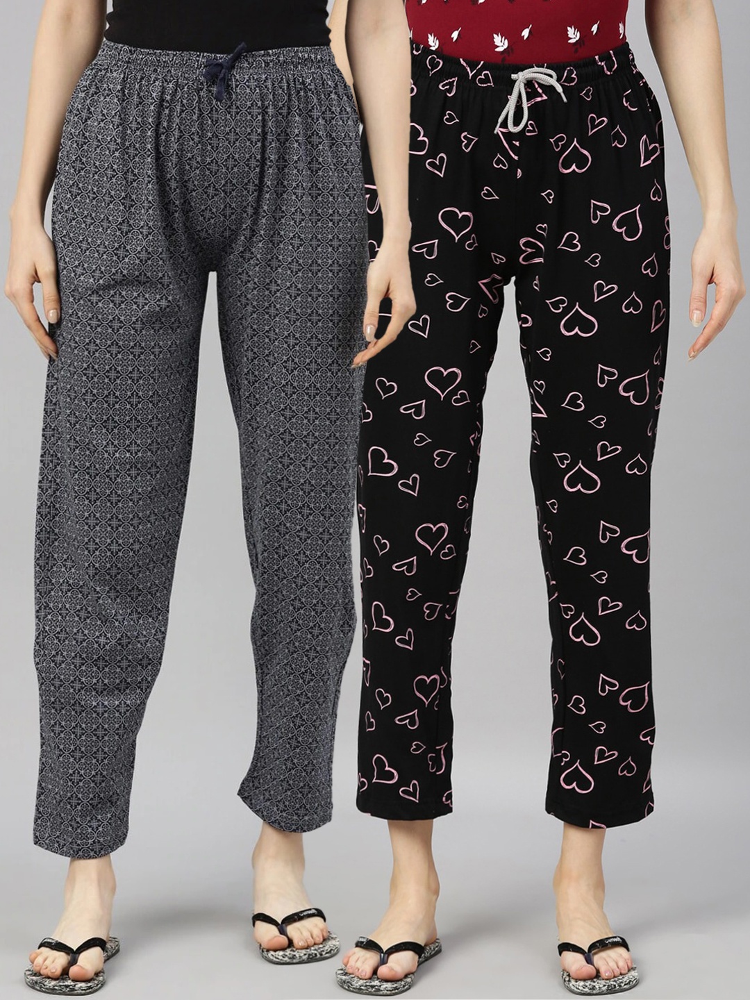 

Kryptic Women Black & Grey Pack of 2 Cotton Lounge Pants