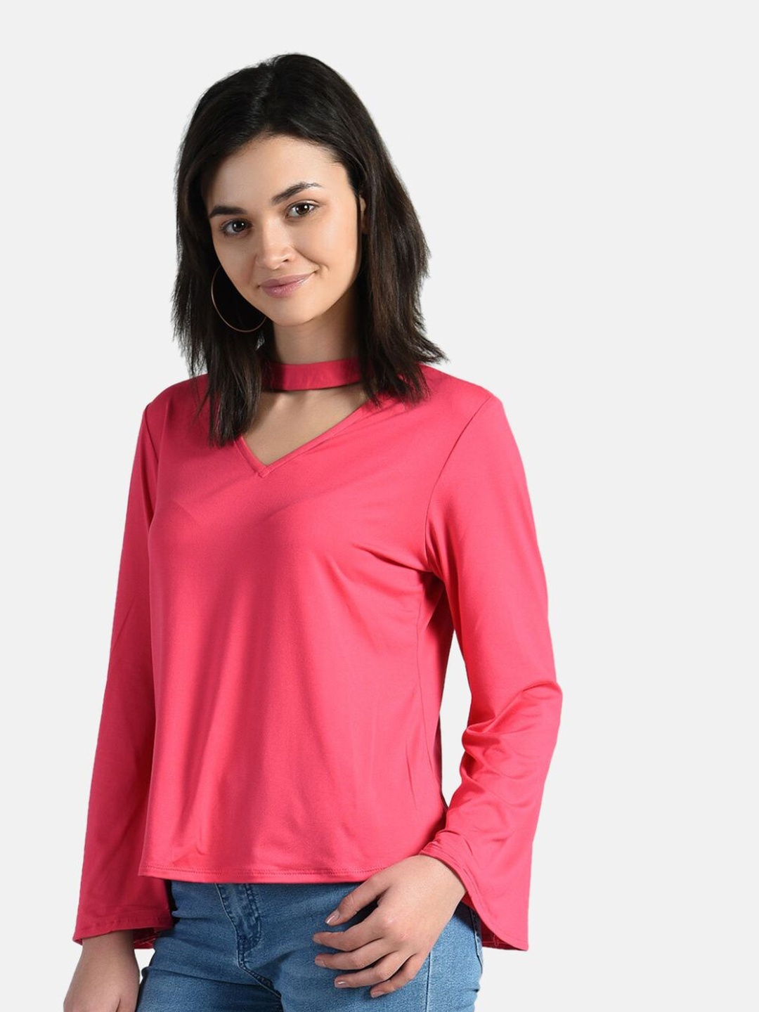 

AARA Pink Choker Neck Regular Top