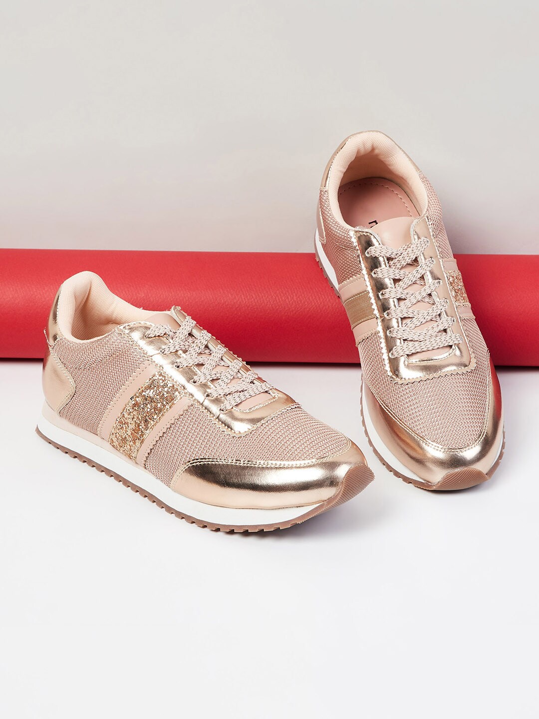 

max Women Beige PU Sneakers