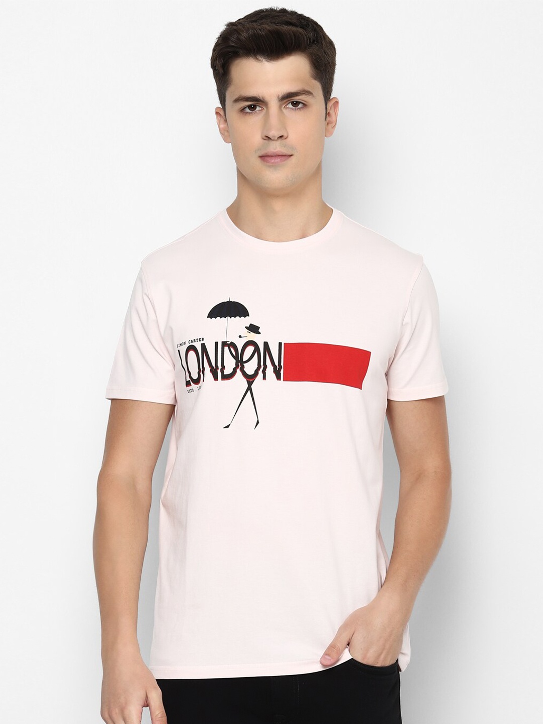 

SIMON CARTER LONDON Men Pink Typography Printed T-shirt