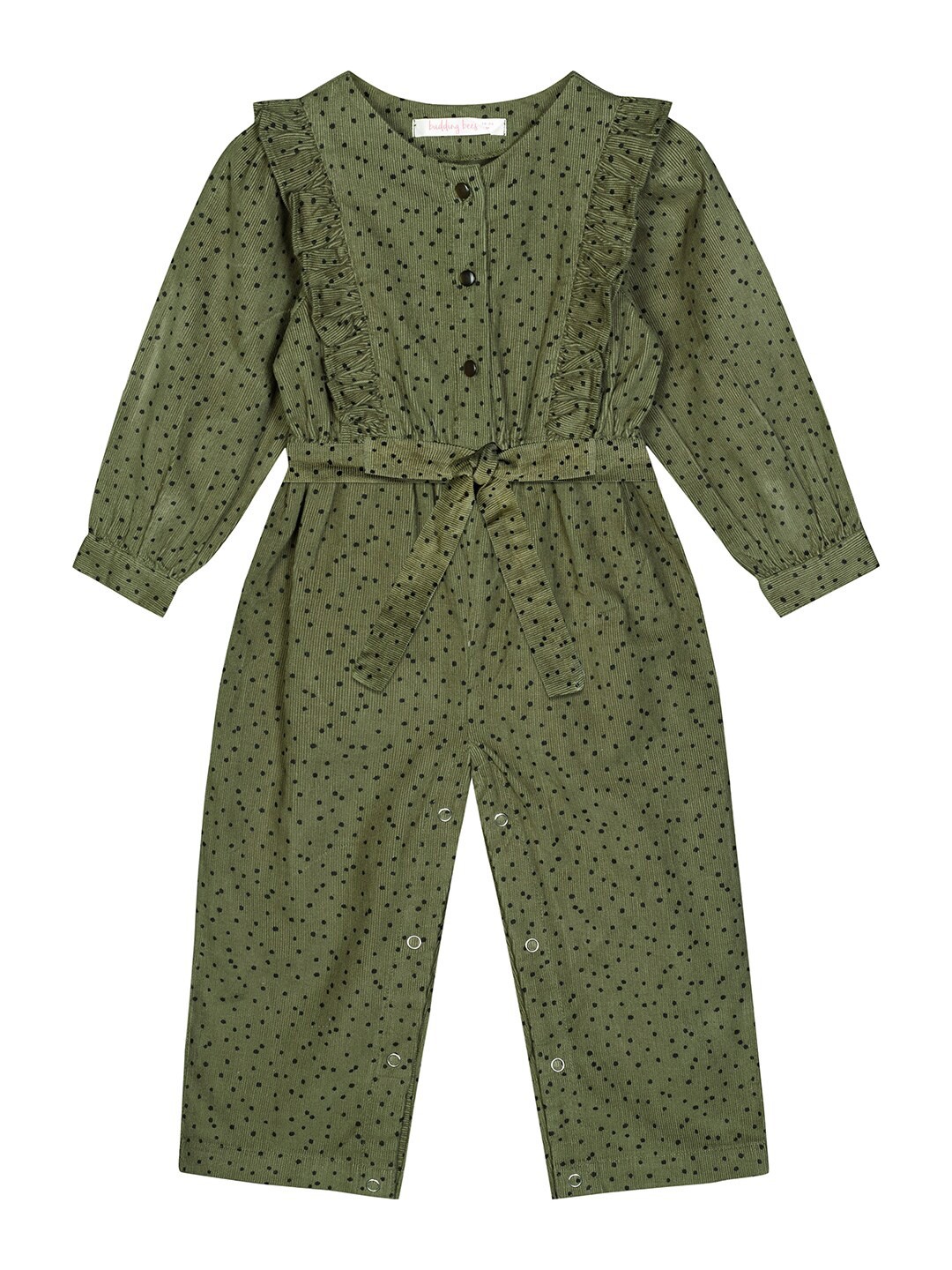 

Budding Bees Girls Green & Black Printed Basic Jumpsuit