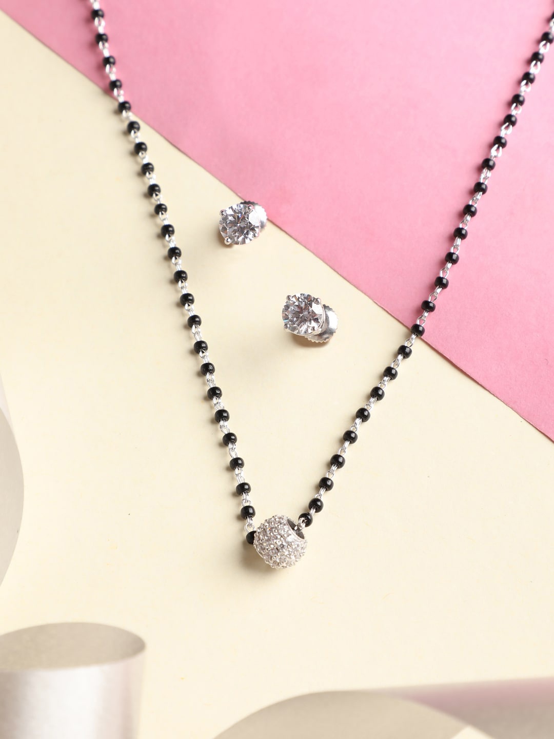 

Clara Woman Silver Ball Mangalsutra Set