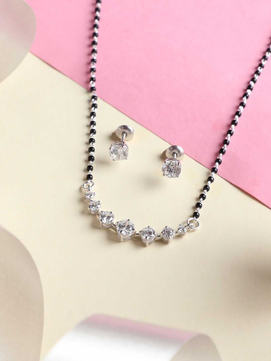 

CLARA Silver 7 Stone Mangalsutra Set