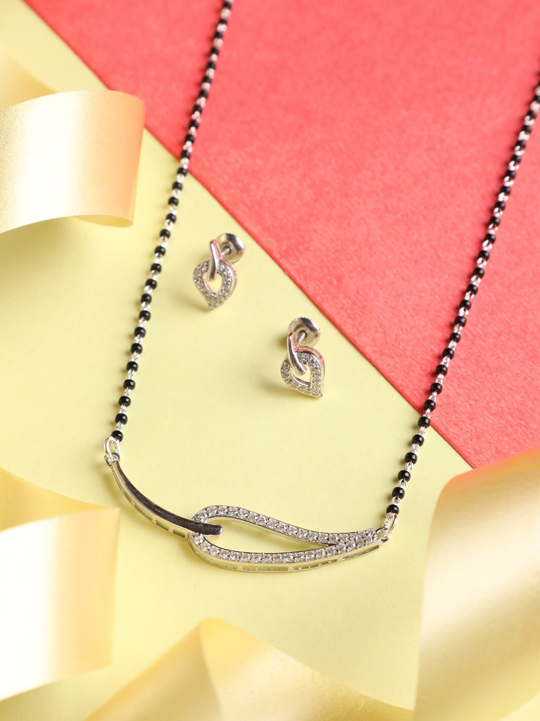 

Clara Women Silver Stella Mangalsutra Set