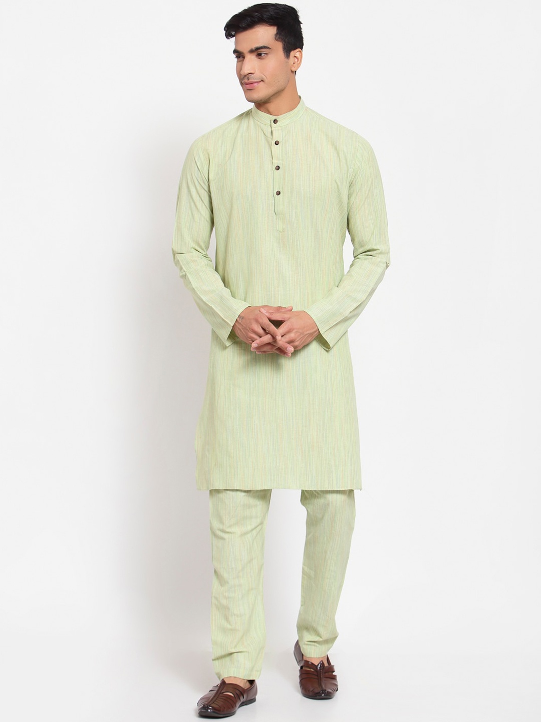 

MAXENCE Men Green Thread Work Kurta