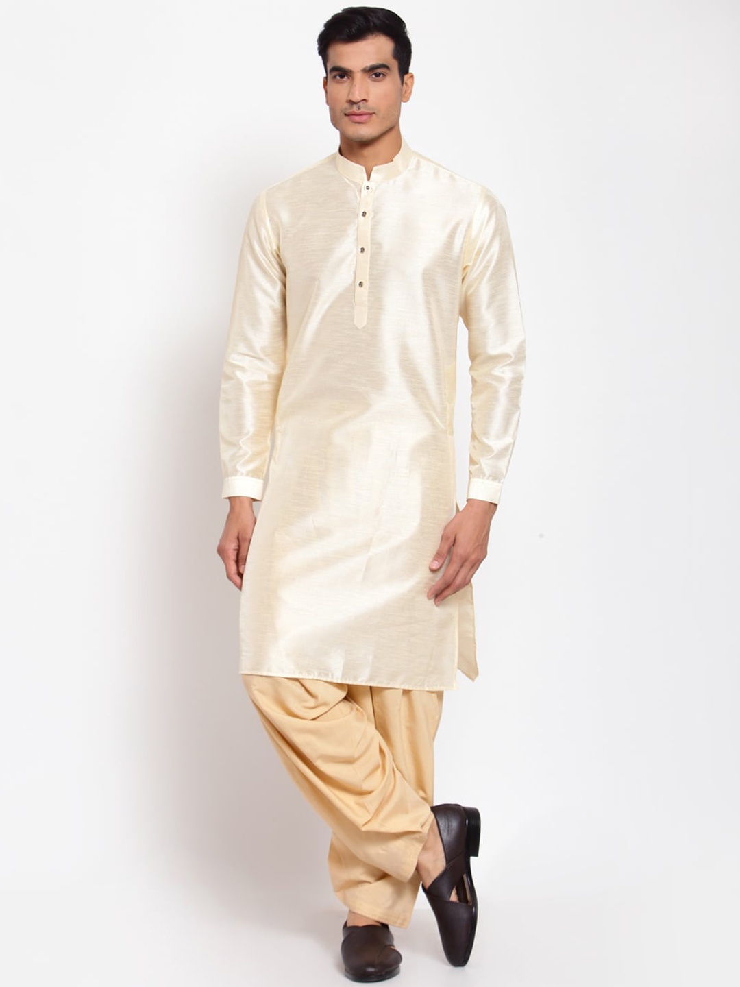 

MAXENCE Men Beige Solid Straight Kurta