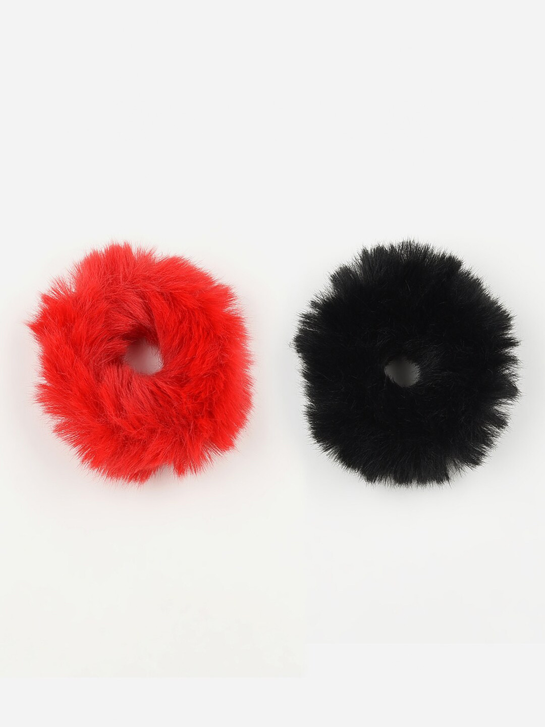 

ToniQ Set Of 12 Red & Black Fur Ponytail Holders