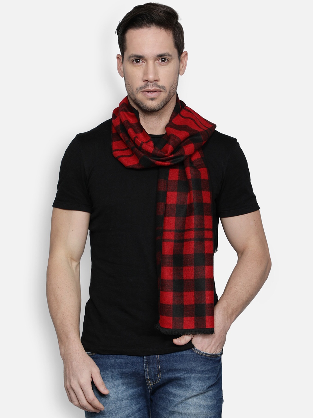 

Alvaro Castagnino Men Red & Black Checked Muffler