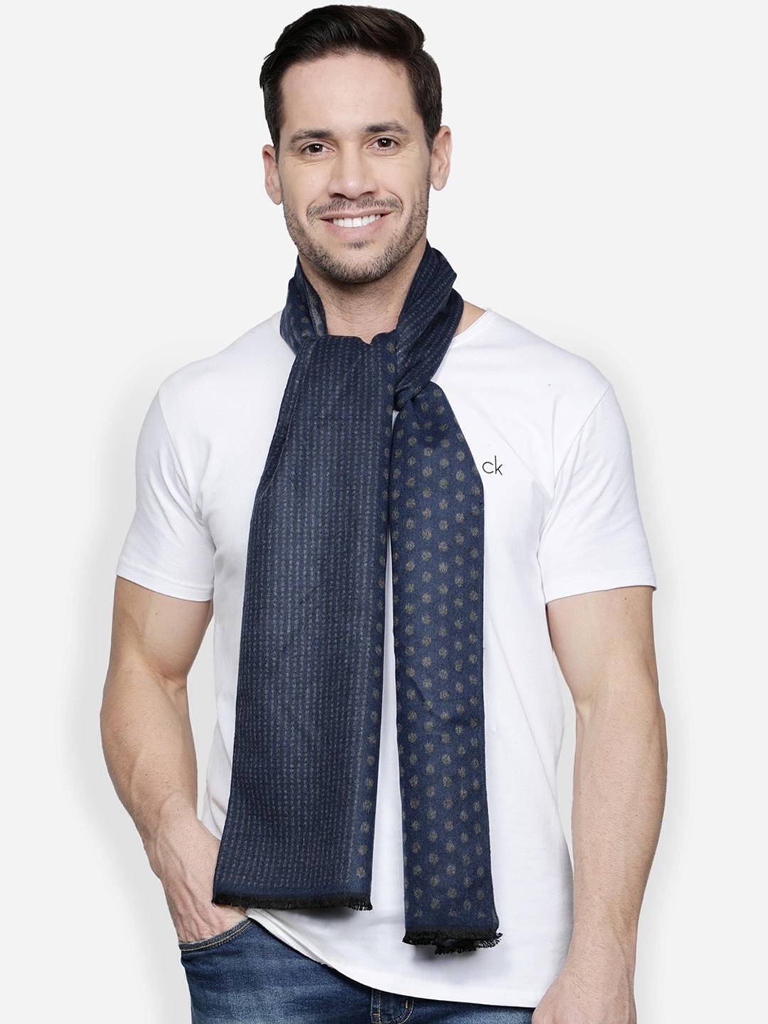 

Alvaro Castagnino Men Grey & Blue Printed Muffler