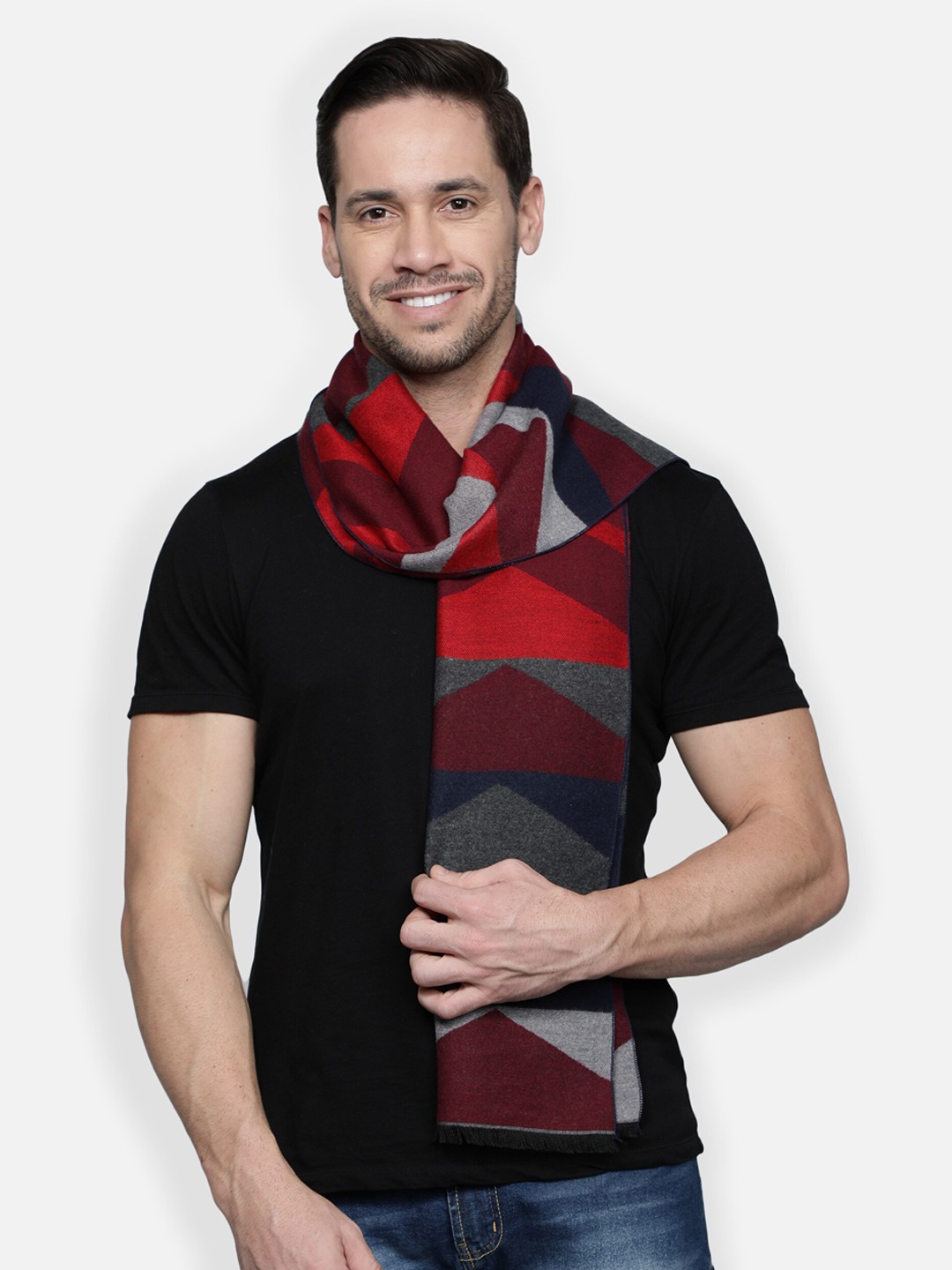

Alvaro Castagnino Men Red & Brown Printed Muffler