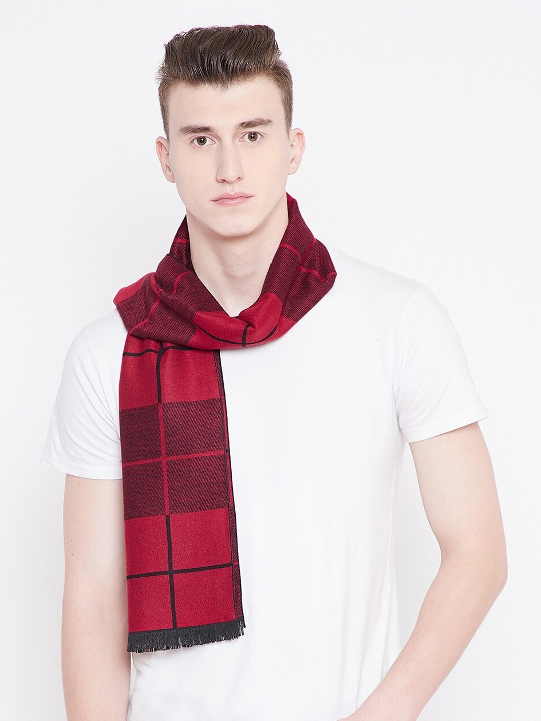 

Alvaro Castagnino Men Maroon & Black Checked Muffler