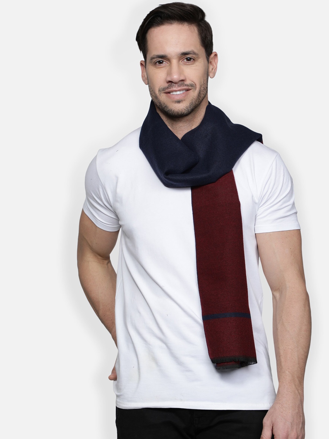 

Alvaro Castagnino Men Maroon & Blue Colourblocked Muffler