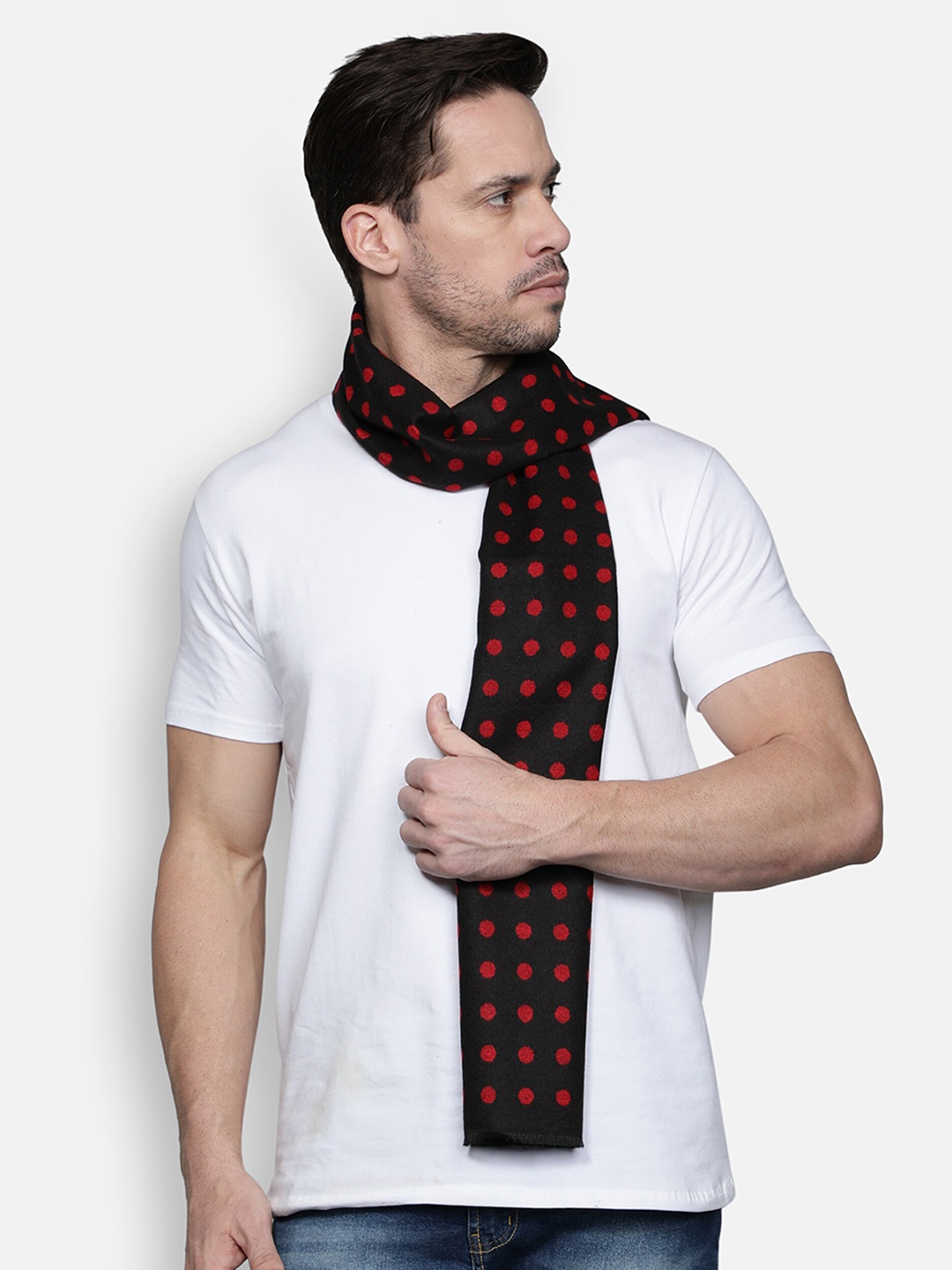 

Alvaro Castagnino Men Black & Red Polka Dot Mufflers