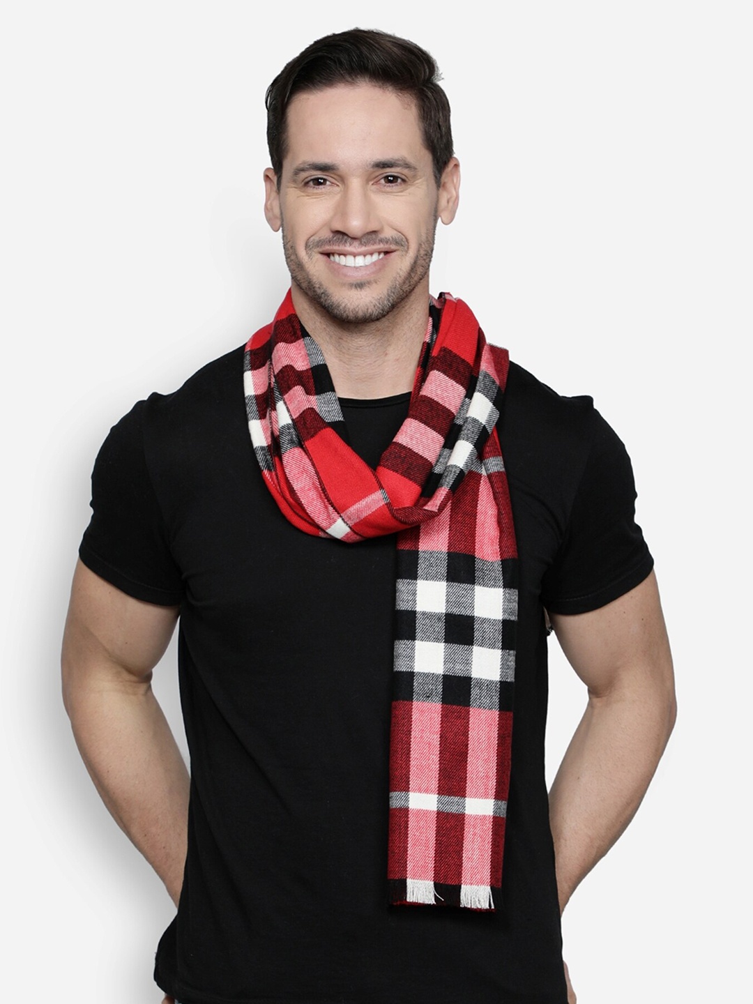 

Alvaro Castagnino Men Red & Black Checked Muffler