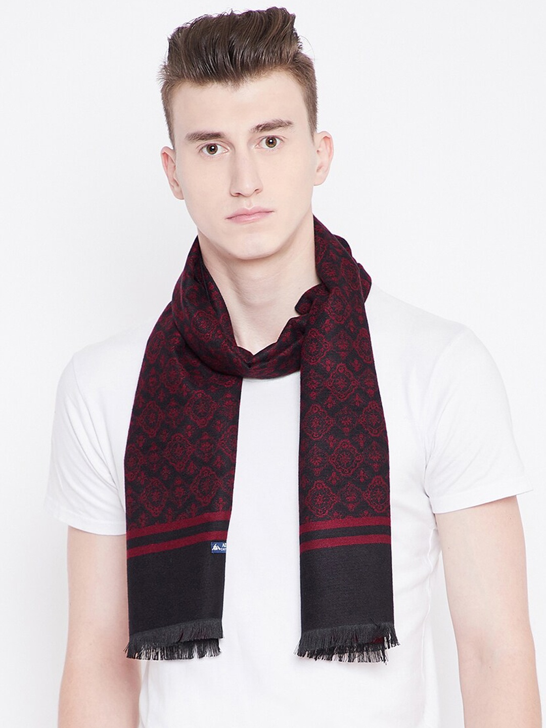 

Alvaro Castagnino Men Maroon & Black Patterned Muffler