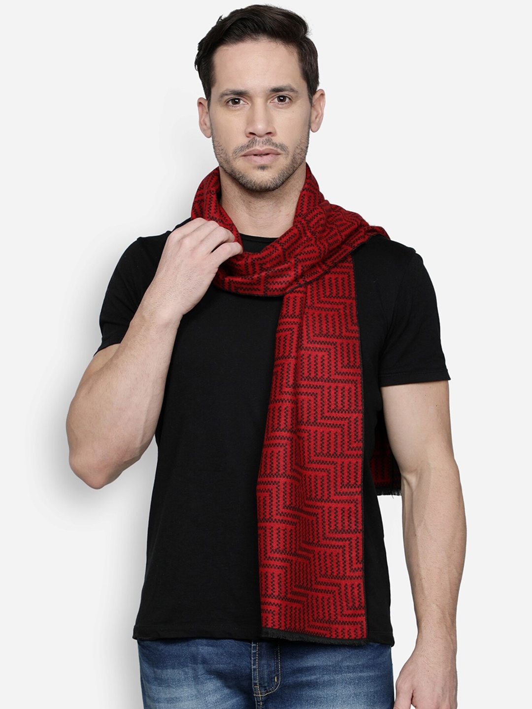 

Alvaro Castagnino Men Red & Black Printed Muffler
