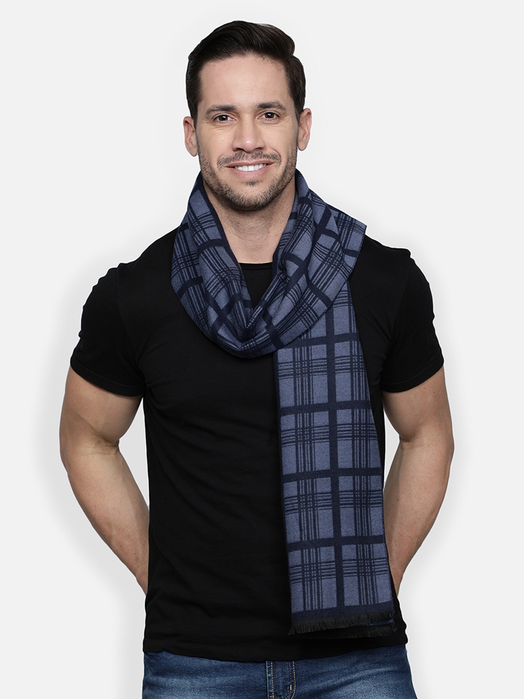 

Alvaro Castagnino Men Blue Checked Muffler