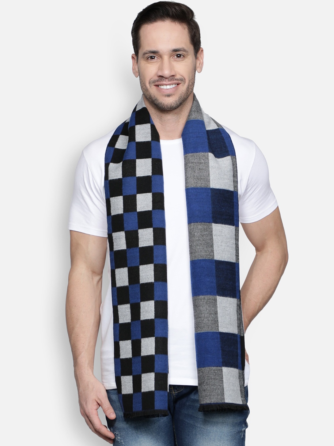 

Alvaro Castagnino Men Blue & Black Checked Mufflers