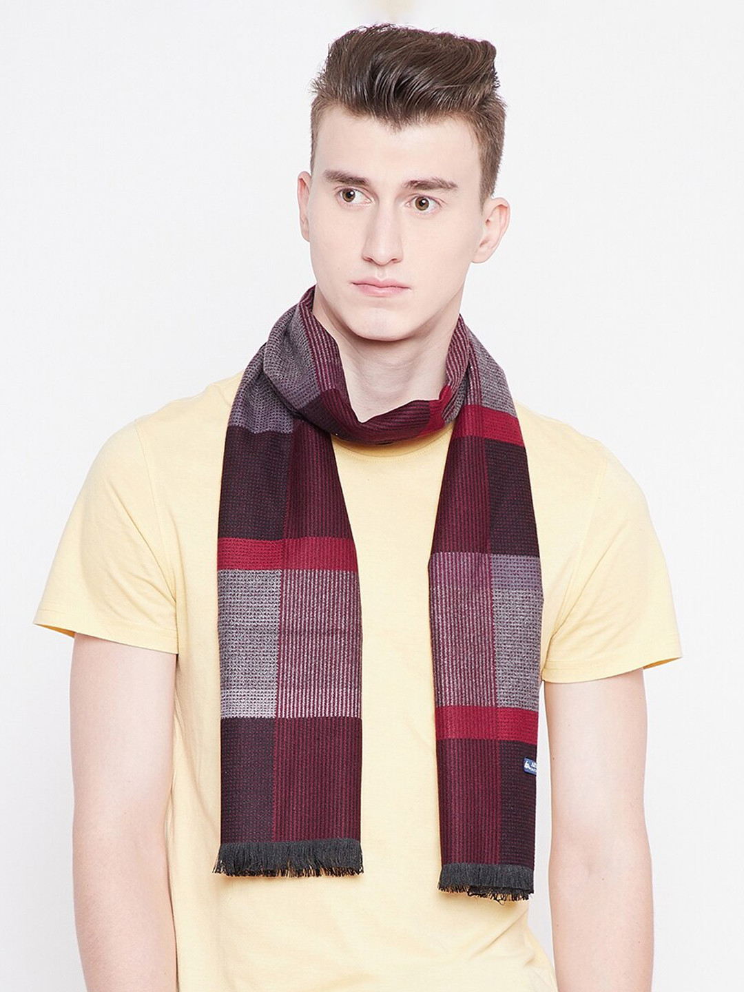 

Alvaro Castagnino Men Maroon & Red Checked Muffler