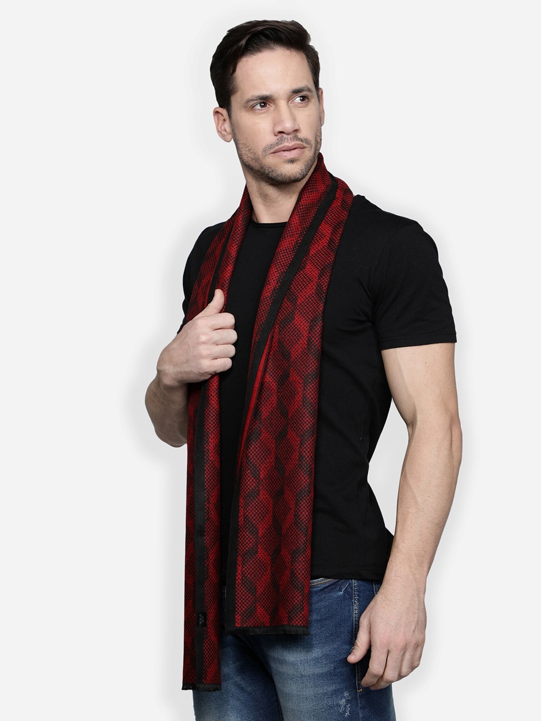 

Alvaro Castagnino Men Maroon & Black Printed Muffler