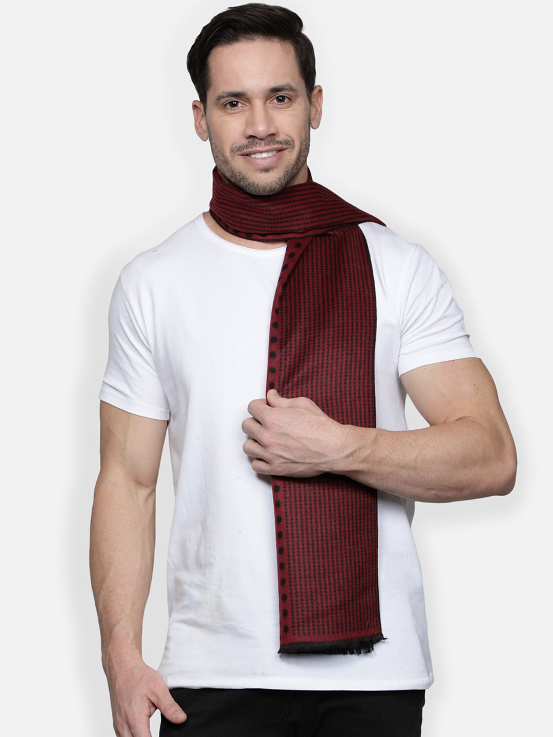 

Alvaro Castagnino Men Maroon & Black Printed Muffler