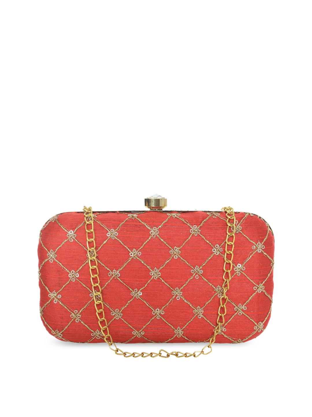 

Kastner Red Geometric Structured Handheld Bag with Quilted