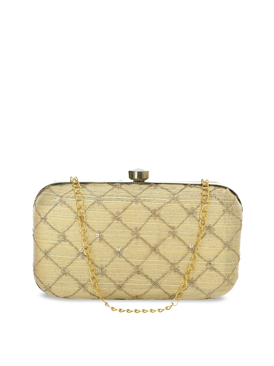 

Kastner Women Gold-Toned Textured Structured Box Clutch