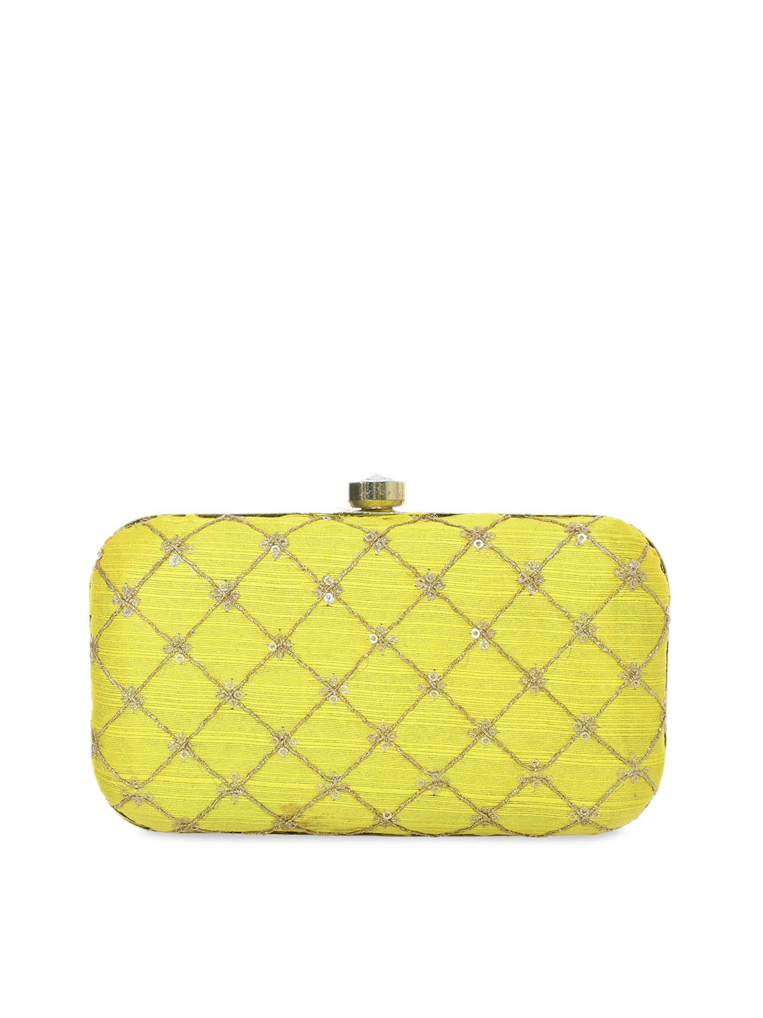 

Kastner Yellow Embellished Box Clutch