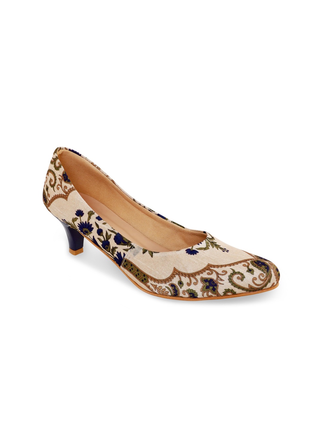 

Kanvas Multicoloured Ethnic Kitten Pumps, Multi