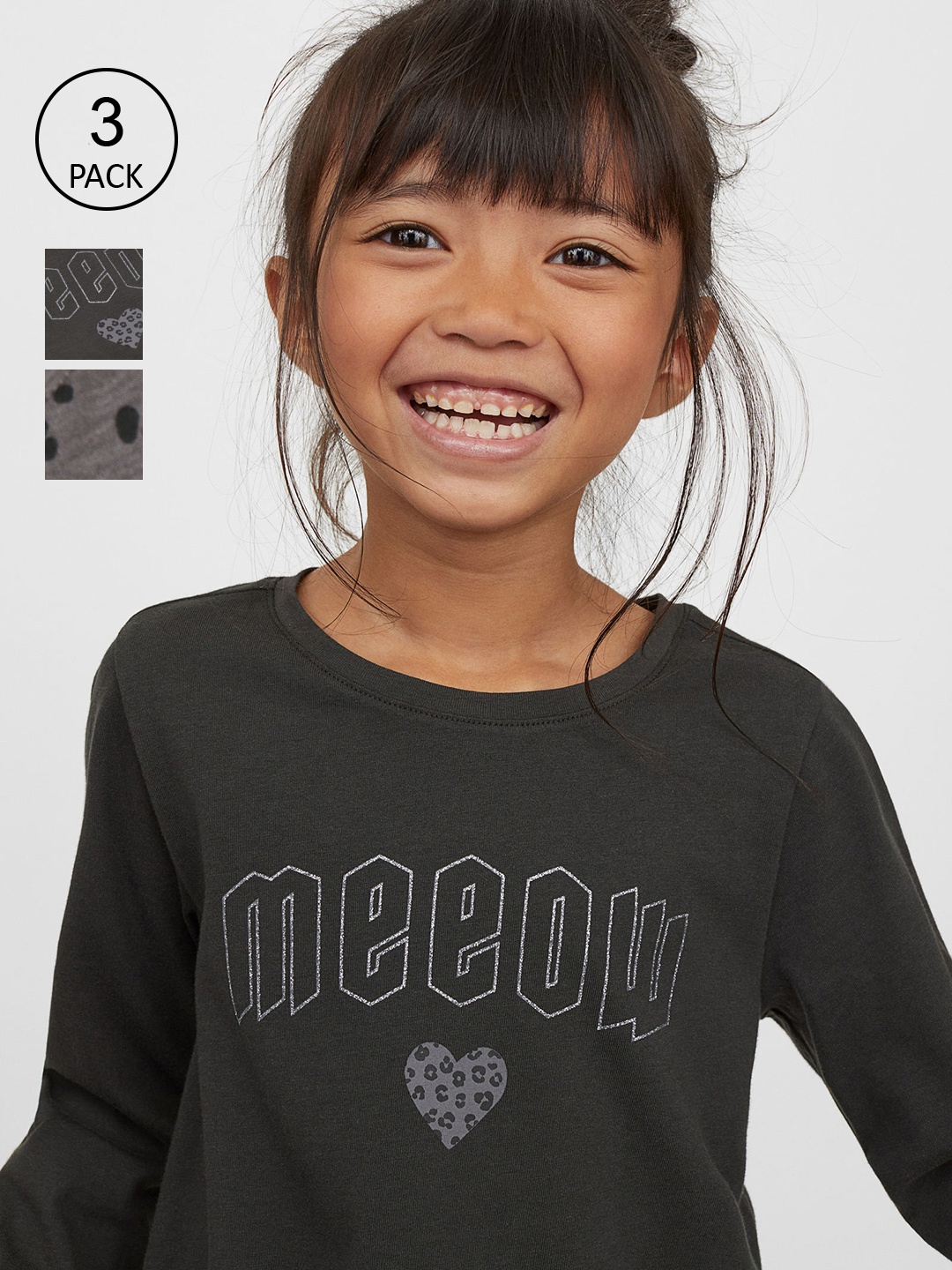 

H&M Girls Black & Grey 3-pack jersey dresses
