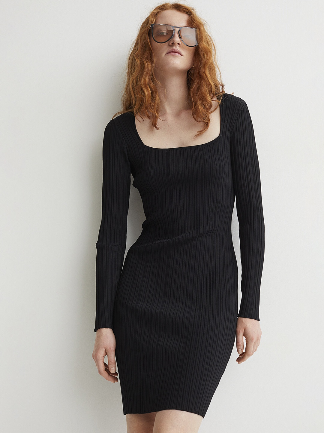 

H&M Women Black Rib-knit dress