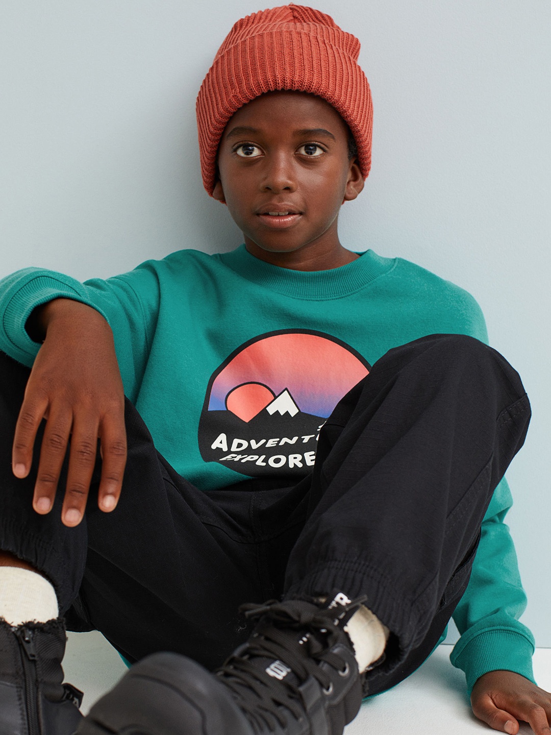 

H&M Boys Green Oversized Sweatshirt
