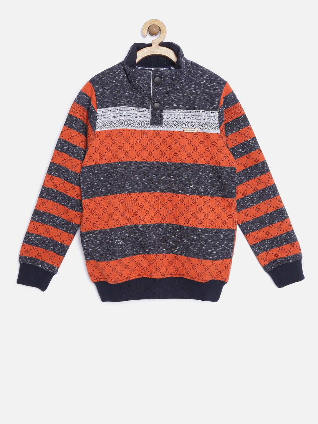 

Tweens by Monte Carlo Boys Orange & Navy Printed Sweatshirt