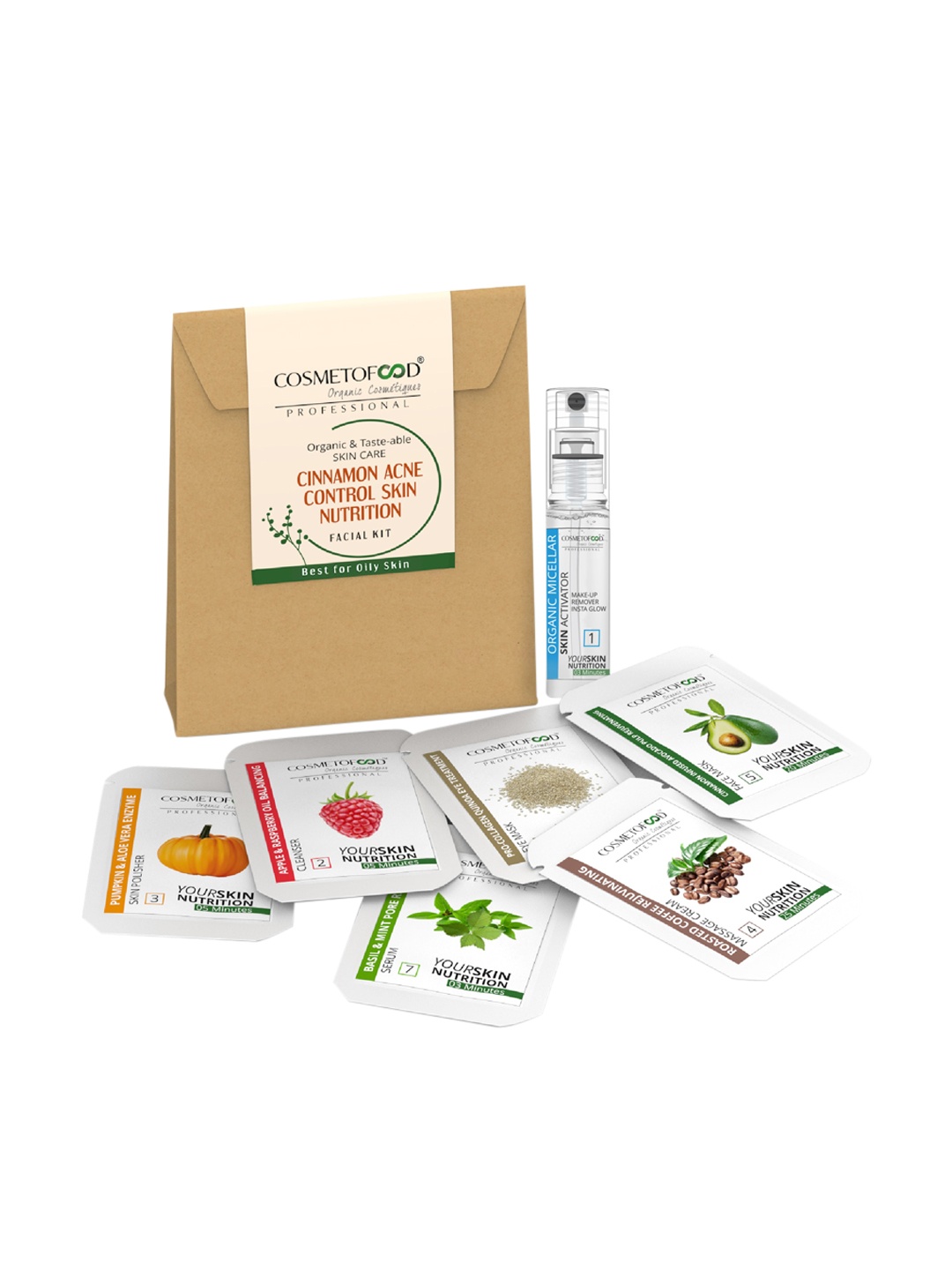 

COSMETOFOOD Professional Cinnamon Acne Control Skin Nutrition Facial Kit, Multi