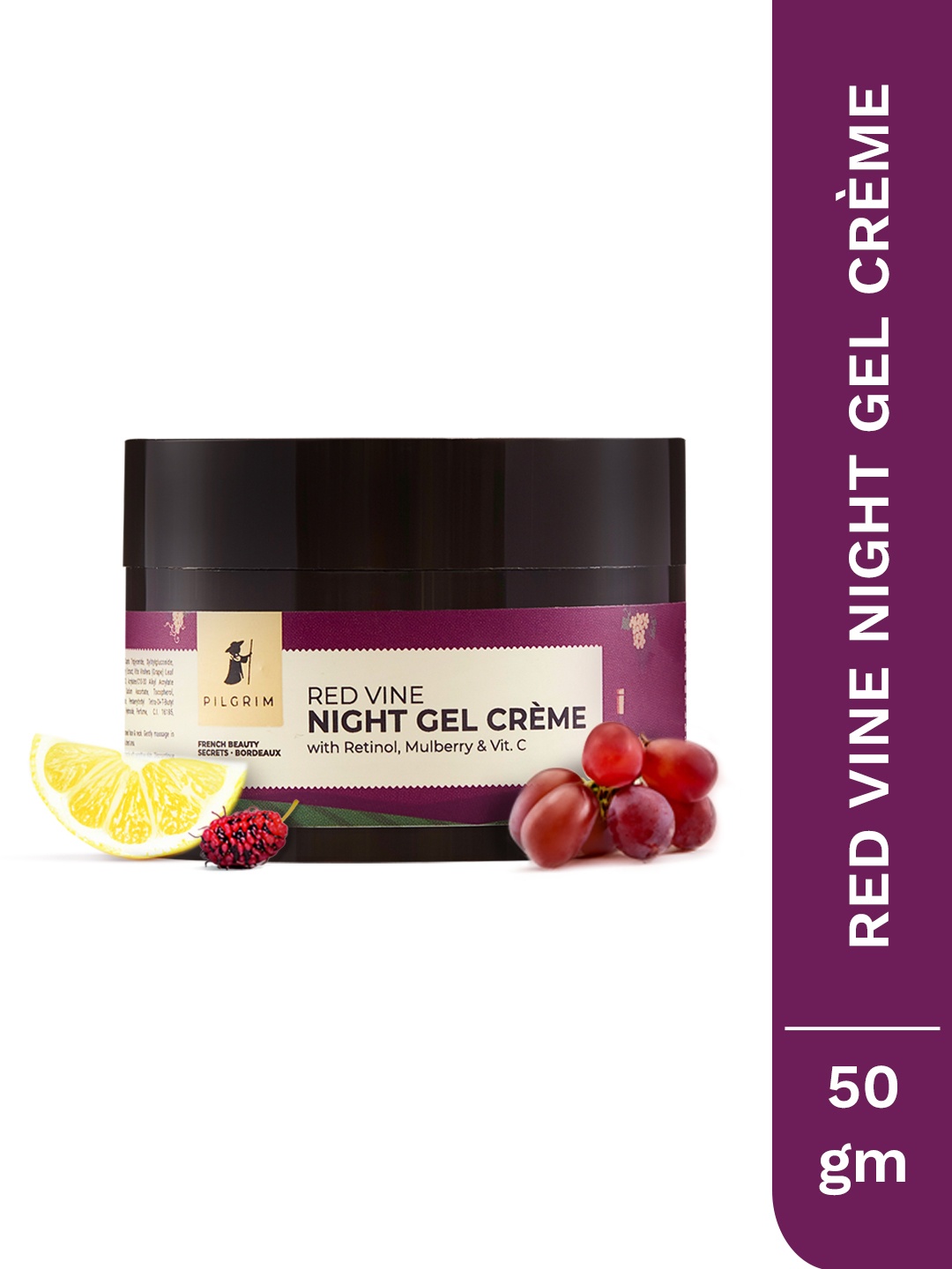 

Pilgrim Red Vine Night Gel Creme with Retinol & Vitamin C For Anti Ageing & Pigmentation, Burgundy